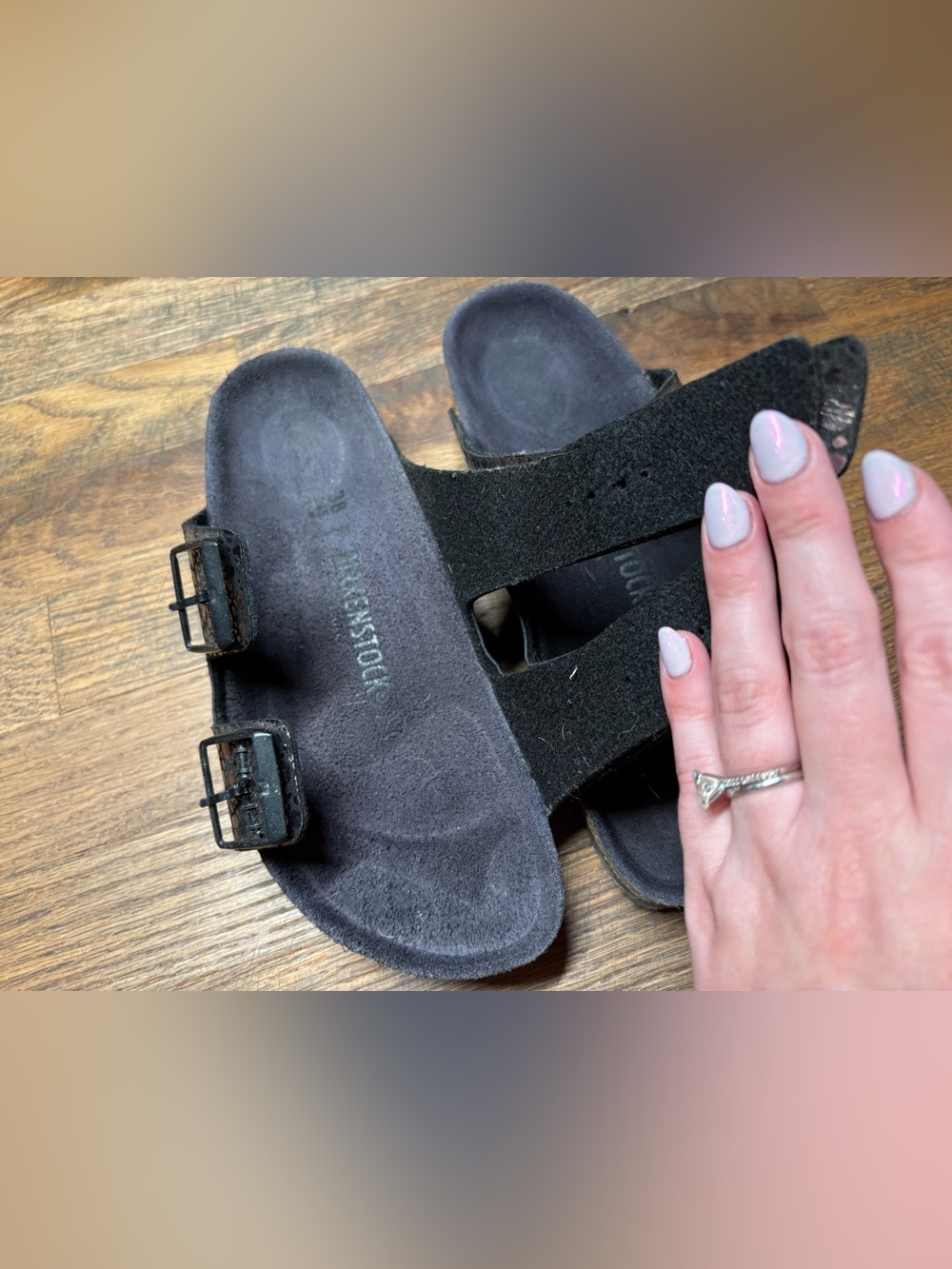 Birkenstock Black Metallic Bubble Pattern Two-Strap Women’s Sandal Sz 38 (8) - Picture 5 of 7